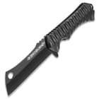 Xenoburn Assisted Opening Cleaver Pocket Knife - Black Titanium Coated Steel Blade, Textured TPU Handle, Pocket Clip, Lanyard Hole
