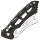 The pocket knife is 4 1/2”, when closed, and it has a sturdy metal pocket clip for ease of carry