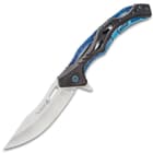 Rampage Blue Tailwind Ball Bearing Pocket Knife - Stainless Steel Blade, Aluminum And Steel Handle, Pocket Clip - 4 3/4” Closed