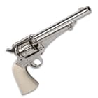 Remington 1875 CO2 Powered Replica Air Revolver - All-Metal, Nickel-Plated, Dual Ammo, Faux Ivory Grips, Single-Action