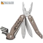 Trailblazer Multi-Tool With Bit Set - 3Cr13 Stainless Steel Blade And File, Screwdriver, Grey Aluminum Handle, Pocket Clip