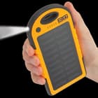 BugOut 8,000 MAH Orange Solar Charger And Power Bank - Monocrystalline Solar Panel, Li-Polymer Battery, Water-Resistant