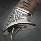 A detailed view of the etched runes on the blade