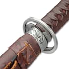 Gankyil Katana With Faux Leather Scabbard - Carbon Steel Blade, Faux Leather Wrapped Handle - Length 36 1/4”