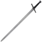 Honshu sword at an angle showcasing the razor sharp stainless damascus steel blade
