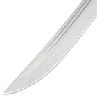 A high carbon steel blade with a sharp edge
