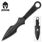 Super Spartan Throwing Dagger With Nylon Sheath - Stainless Steel Construction, Non-Reflective, Cord-Wrapped Handle - Length 14 3/4”