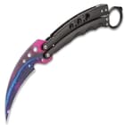 Galaxy Karambit Balisong Knife - Stainless Steel Blade, Colorful Artwork, Magnet Lock, Finger-Ring - Length 7 1/2”