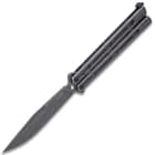 The butterfly knife has a closed length of 5 4/5” and it has an overall length of 10 1/4”