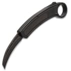 Black OTF Karambit Knife - Stainless Steel Blade, Stonewashed Finish, Metal Alloy Handle, Pocket Clip - Length 9”