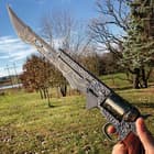 Otherworld Steampunk Gun Blade Sword With Nylon Shoulder Sheath - Antique Finish, Laser-Etched And Engraved Accents, Spinning Barrel - 26" Length