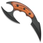 Dual Blade Karambit Knife With Sheath - Hardened 440C Blades, Wooden Handle - Length 7" 