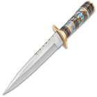 Timber Rattler Raindance Bowie / Fixed Blade Hunting Knife - 420 Stainless Steel - Genuine Bone and Pakkwood Handle with Carved Accents - Leather Sheath - Collecting, Field Use, Display and More - 12"