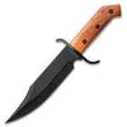 Timber Wolf ClaimStaker Bowie Knife And Sheath - 3Cr13 Stainless Steel Black Blade, Full-Tang, Wooden Handle - Length 12 1/2”