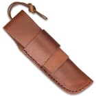 Kriegar Gentleman’s Wooden Pocket Razor Knife With Sheath - Damascus Steel Blade, Fileworked, Wooden Handle, Extended Tang