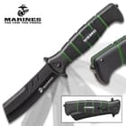 USMC Cleaver Maximum Assisted Opening Pocket Knife - Stainless Steel Blade, Non-Reflective, TPR Handle, Pocket Clip