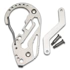 Multi-Function Carabiner Key Organizer - Stainless Steel Construction, Wrench, Screwdriver, Bottle Opener - Dimensions 3 1/4”x 2”
