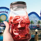 Skull Head Mason Jar - Two-Pack, One Solid Piece Of Glass, 16-Ounce Capacity, Sturdy Metal Lid - 6” Tall