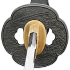 A view of the tsuba and brass habaki
