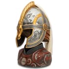 The replica helm comes with a polyresin and wood display stand and it’s individually serial numbered