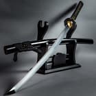 A look at the full length of the katana's blade