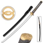 Sokojikara Mayonaka Katana And Scabbard - Hand-Forged 1045 Carbon Steel Blade, Genuine Rayskin-Wrapped Handle - Length 39 1/2”