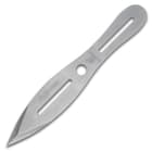 Each of the throwing knives is 8” in overall length and feature weight-reducing slots and a penetrating point