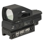 The full-sized reflex sight features four reticle patterns and red and green illumination with dedicated push-button activation