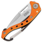 The handy little pocket knife can be clipped anywhere with its integrated carabiner-style clip and has a 2” stainless steel blade