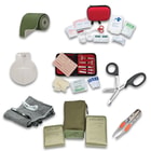 The Mountain Medic Bundle includes tweezers, a practice suture kit, Israeli Military Bandage, first aid kit, splint, chest seal, splint set, and trauma scissors.