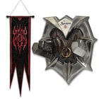 Full image of the banner and wall plaque included in the LOTR Sauron Collection.