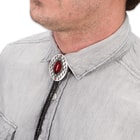 Red Medallion Native American Bolo Tie
