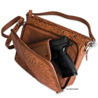 Gun ToteN Mamas Concealed Carry Tooled Cowhide Leather Handbag