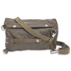 Swiss Military Issue Gas Mask Bag - Used - Rubberized Vinyl Material, Waterproof, Adjustable Shoulder Strap