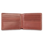 Browning Bandera Leather Bi-Fold Wallet - Cognac Color Leather, Stamped Buckmark Logo, Contrast Stitching, Cotton Twill Lining
