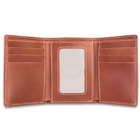 Browning Bandera Leather Tri-Fold Wallet - Cognac Color Leather, Stamped Buckmark Logo, Contrast Stitching, Cotton Twill Lining
