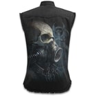 Bio-Skull Sleeveless Black Stonewashed Worker Shirt - 100 Percent Cotton Denim, Original Artwork, Azo-Free Reactive Dyes