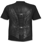 Waisted Black Short-Sleeved Wrap T-Shirt - Original Design Back And Front, 100 Percent Cotton Jersey, Skin-Friendly Dyes