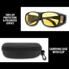 Details and features of the Glasses with the included carrying case.