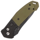 Bear Bold Action Black Pocket Knife - OD Green G10 Handle