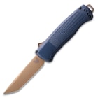 Angled image of Shootout Auto OTF Crater Blue Knife open.