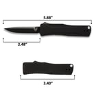 The automatic knife's overall length open and closed