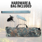 The carrying bag and tent hardward that's included