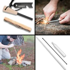 Multiple images showing how you can use the Ultimate Survival Camping Fire Starter Set to start a fire.