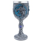 The goblet is crafted with tough, cold cast resin and it has a stainless steel liner that insulates the liquid whether hot or cold