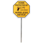 Home Protected by High-Speed Wireless Device | Novelty Warning Sign with 18" Metal Stake | 9" x 9"