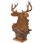 Faux Wood Native American with Deer Antler Headdress Sculpture