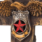 Law Enforcement Tribute Cross with Tactical Belt, Police Shield Accents - Resin Sculpture