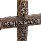 Rustic Faux Wood Cross Plaque with Embossed Matthew 7:7 and Nail Accents