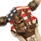 Close up image of the soldier motif on the Patriot's Pinnacle Cattle Skull.